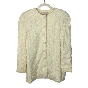 Vintage Marie St. Claire Beaded Jacket Blazer Cream Size 12